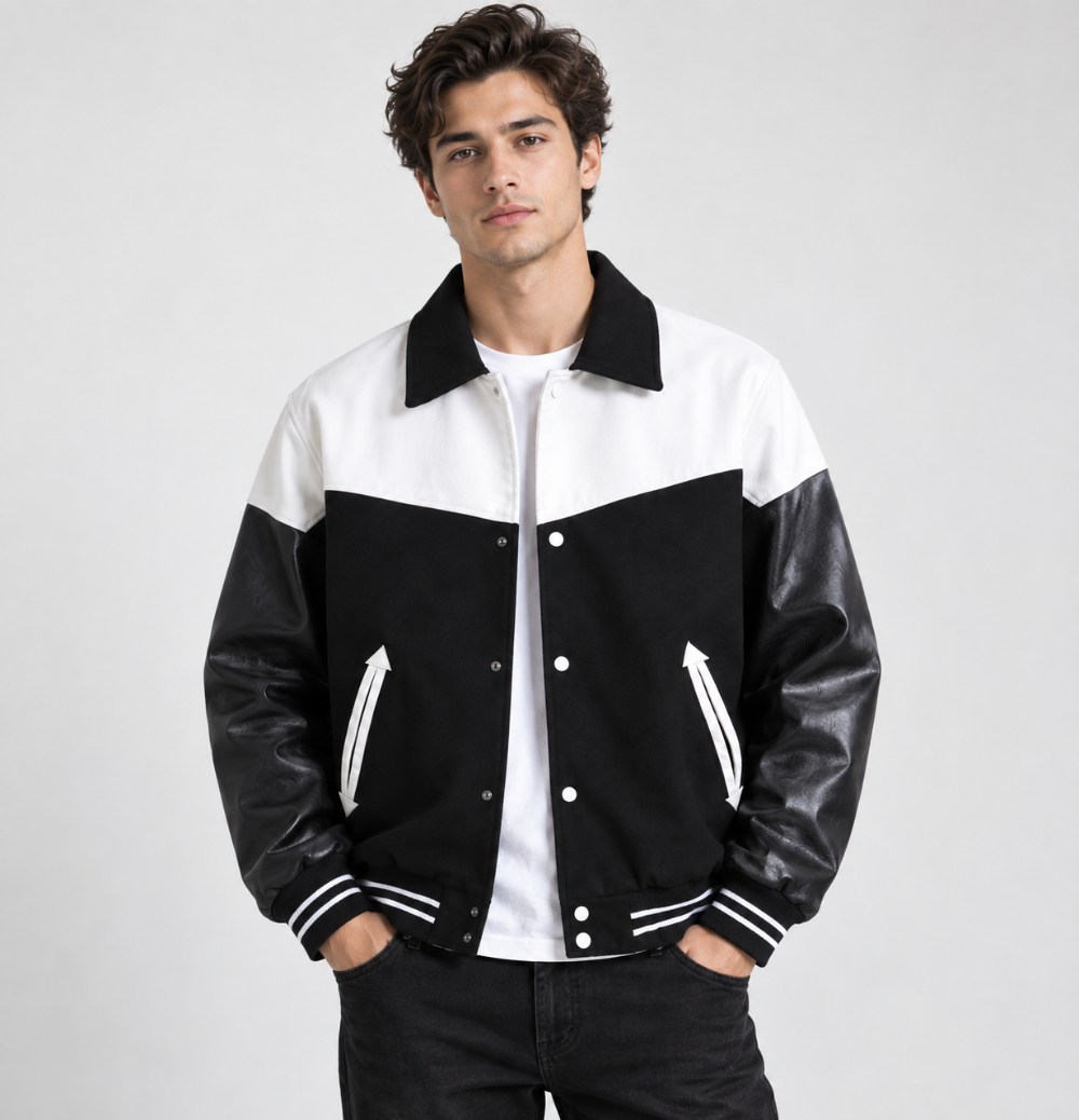 Baseball Uniform Jacket Trend for Men with Lapel Collar and Pockets
