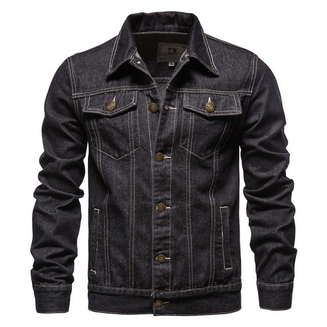 Casual Hooded Lapel Jeans Jacket for Men