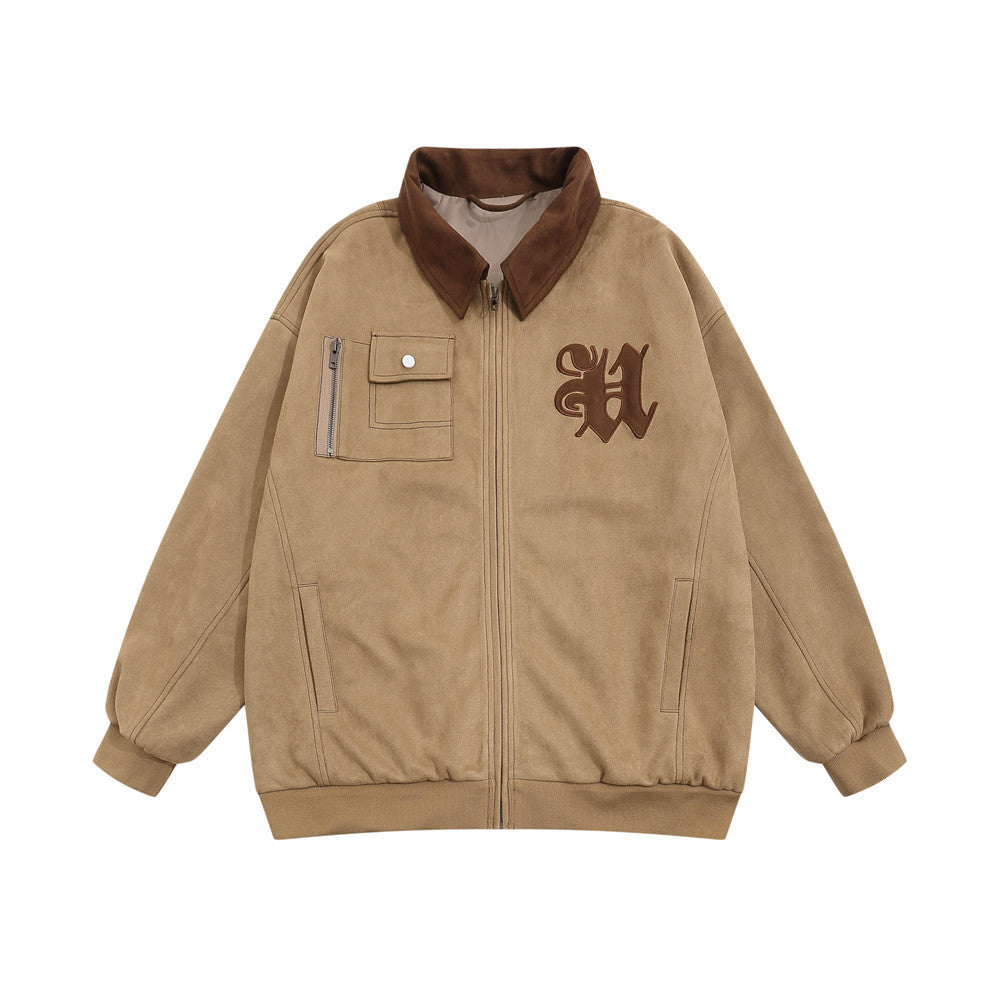 Color Matching Lapel Jacket for Men Leisure Wear