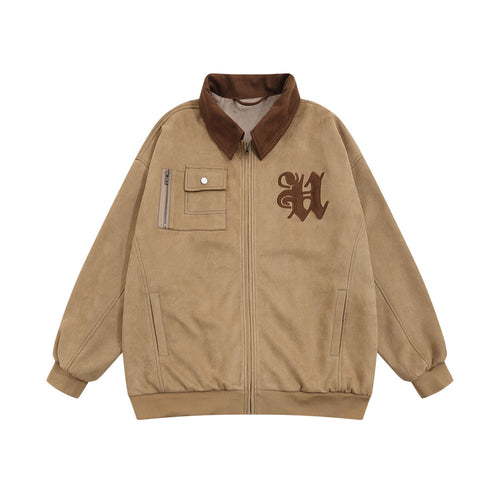 Color Matching Lapel Jacket for Men Leisure Wear