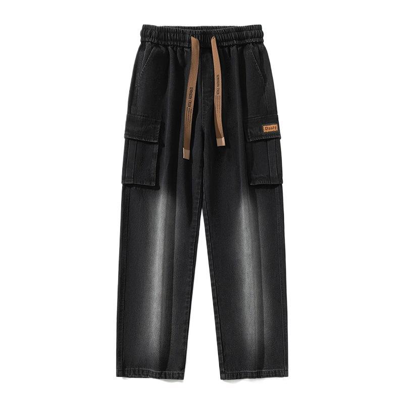 Loose Straight Wide-Leg Draping Jeans for Men