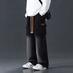 Loose Straight Wide-Leg Draping Jeans for Men