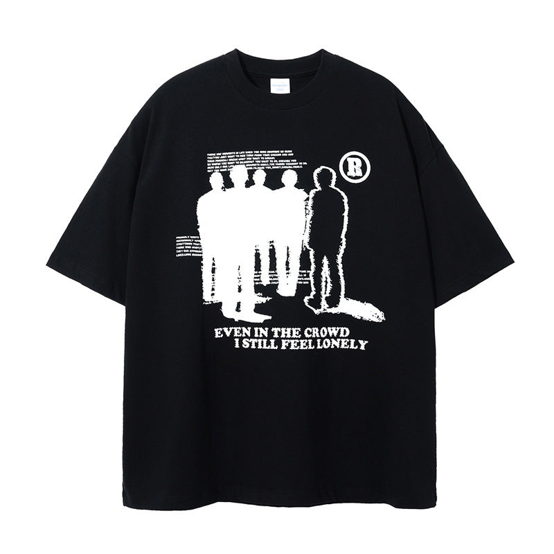 Oversized Gothic Print Punk T-Shirt for Men