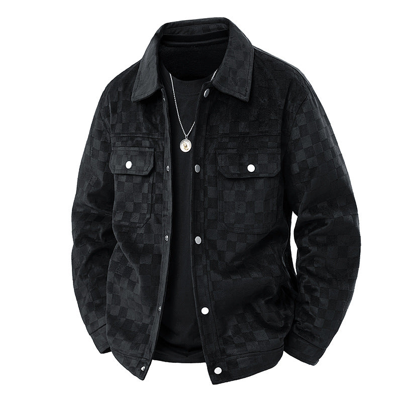 Retro Lapel Work Jacket for Men Casual Style