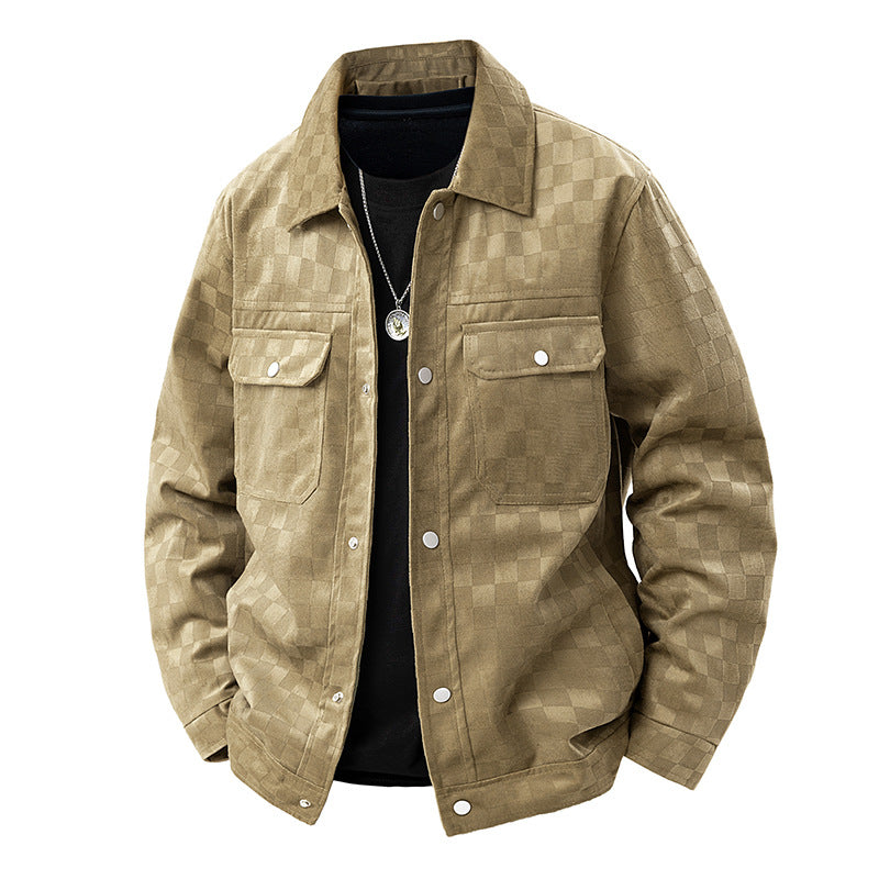 Retro Lapel Work Jacket for Men Casual Style