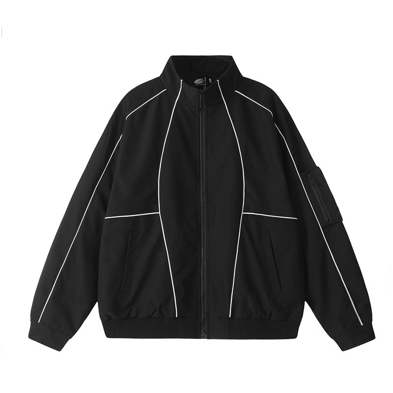 Vintage Stand Collar Jacket for Men – Loose Casual Outerwear